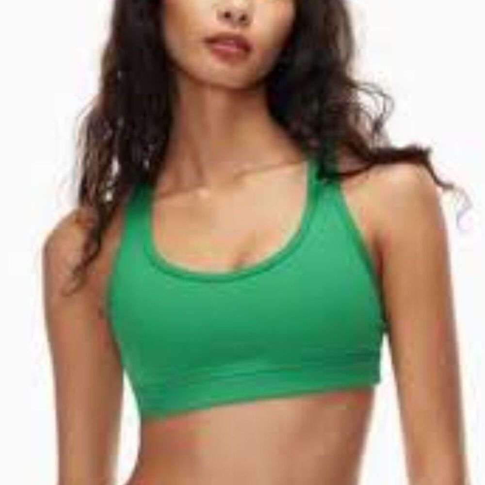 Aritzia TNA Action Green Sports Bra Size M Racerback Athletic Crop - Picture 2 of 8